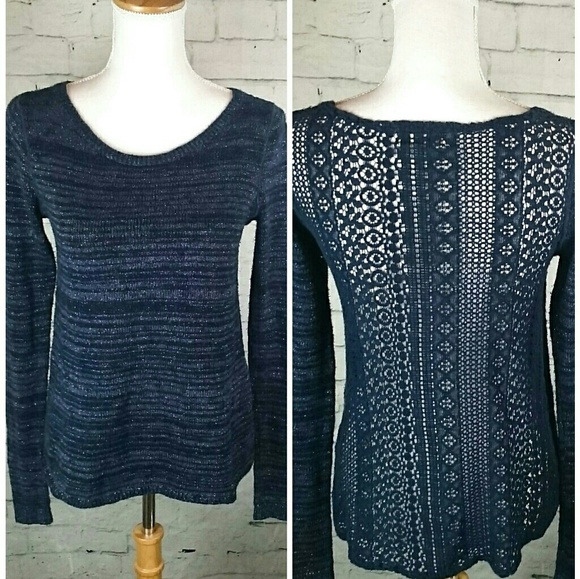 Hollister Sweaters - GUC Hollister navy lace back sweater with sparkle